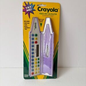 Vintage Crayola Purple Crayon Shaped Pencil Box Calculator Advanced Conc…